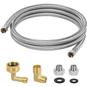 6 FT Dishwasher Installation Kit, Braided Stainless Steel Water Supply Line with 3/8" Compression Connectors, Burst-Resistant Inner Tube, Certified Safe