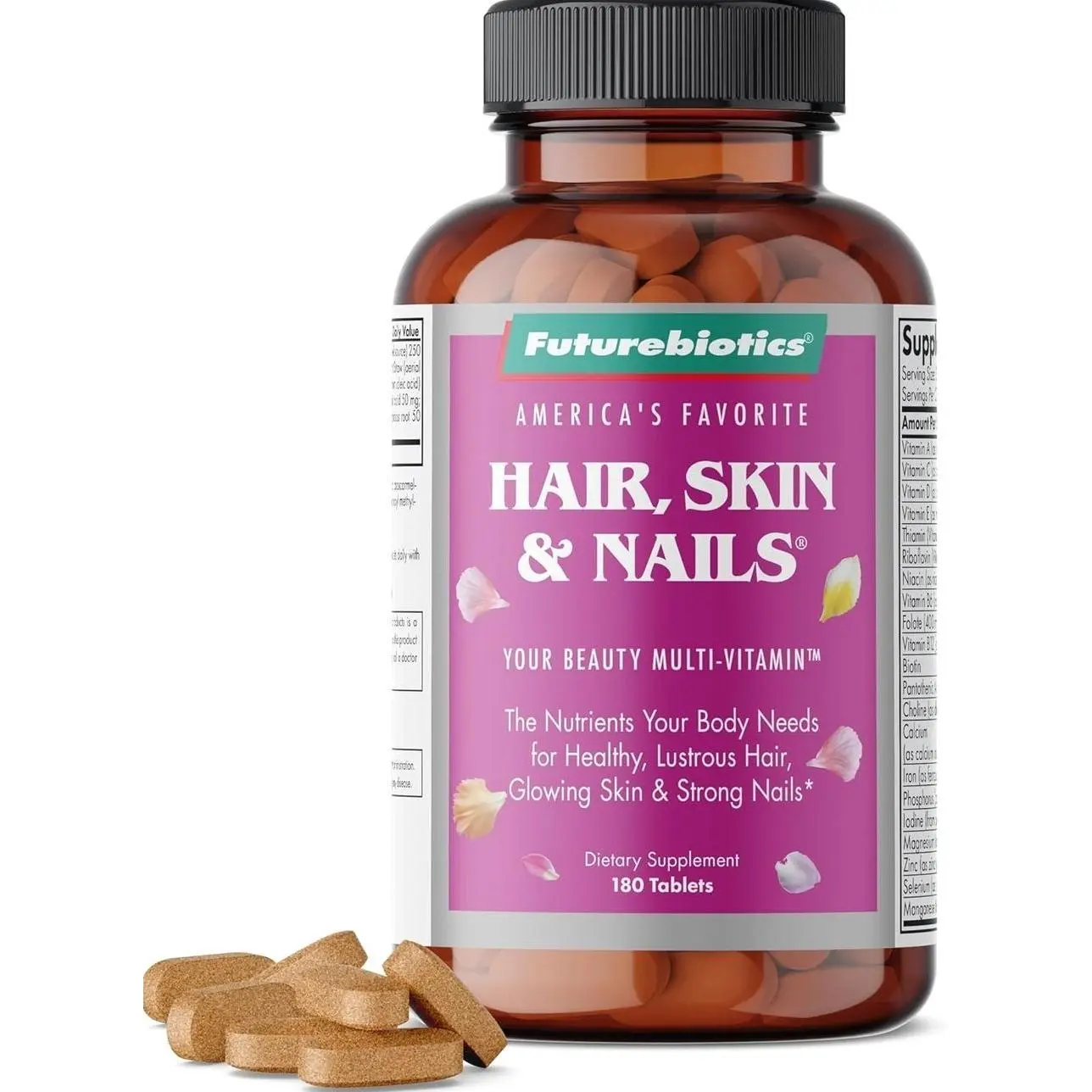 Futurebiotics Hair, Skin & Nails Beauty MultiVitamin with Biotin, Hair Vitamins and Skin Vitamins That Promote Healthy Hair and Nail, 180 Tablets