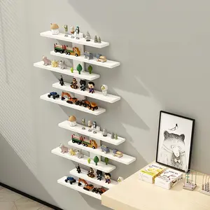 Adjustable 5-layer wall-mounted display shelf, suitable for action figures, small building blocks and collectibles. Five-layer shelf - a modern home decoration storage shelf that can store dolls, statues and toys, a practical shelf.