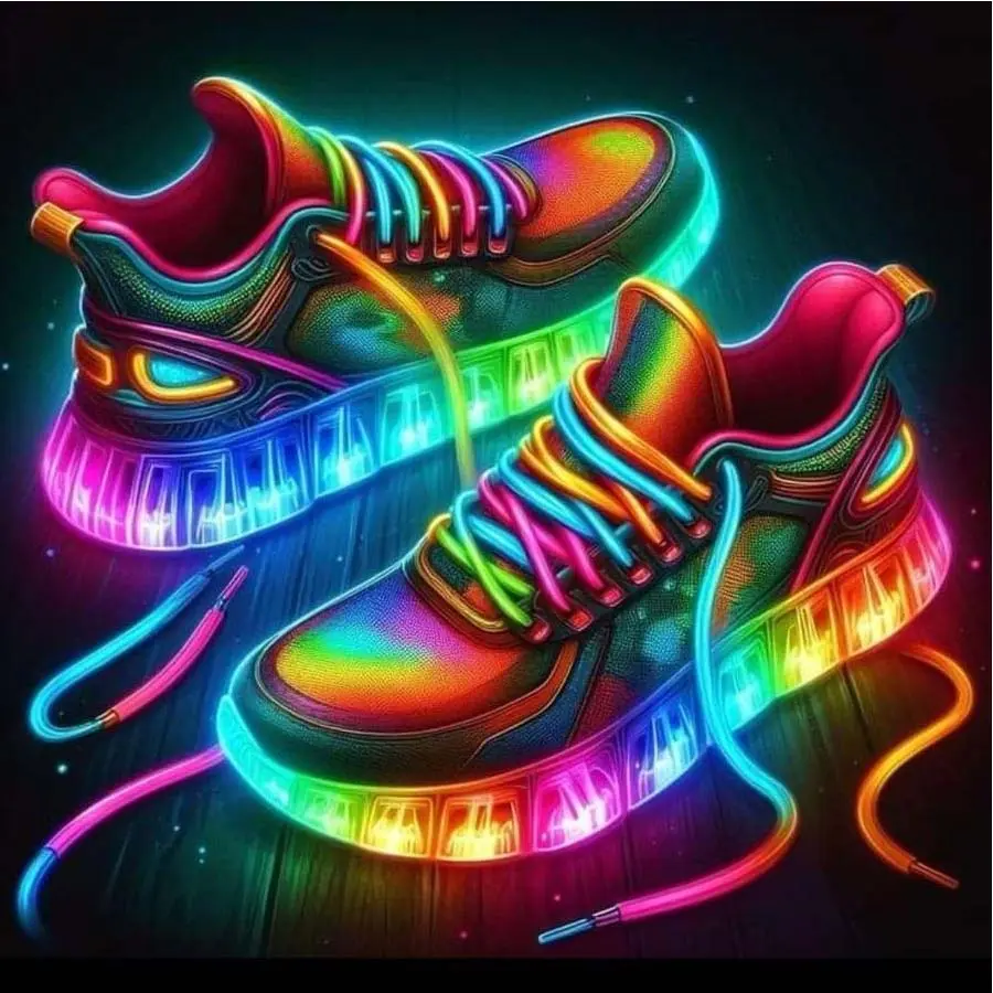 5D DIY Full Diamond Round Diamond Painting - Diamond Art Painting Kit Diamond Painting Tools Neon Sneakers Mosaic, Canvas - DIY Decorative Painting, Home Wall Decor, Suitable for Halloween and Christmas, Birthday and Anniversary Gifts