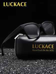 Luckace Unisex Reading Glasses, Square Frame PC Lenses, Anti-Blue Light, High Definition, Eye Protection, Fashionable Decoration