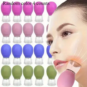 4-Piece Mini Facial Cupping Set, Manual Massage Tool, No Battery Needed, Skincare Routine, Handheld Device, Compact Design, Lightweight, Reusable
