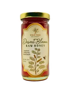 Desert Bloom Honey - 12oz Glass Jar | Single Source California Desert Honey - Raw Unfiltered Honey with Natural Infused Pollen, Wax & Propolis - Dark Velvety Honey with Notes of Smoke, Black Tea, Vanilla & Warm Caramel - Everyday Use Pantry Staples