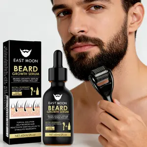 Beard Growth Serum with Derma Roller, 60ml Nourishing Beard Care Oil, Biotin & Rosemary Infused, Strengthens & Conditions Facial Hair, Men’s Grooming Kit