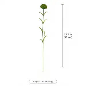 Aesthetic Artificial Green Dianthus Flower Stems, 6 Pcs (1 Ball Head per Stem, 23.2in) Mix & Match Faux Florals for Wedding DIY, Cozy Room Decor