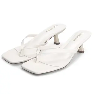 Kitten Heels Flip Flop Thong Sandals 2.5-Inch Low Heeled Square Open Toe Sandals for Women Bridal Flipflop