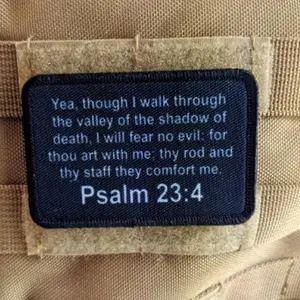 Bible verse Psalms 23:4 valley of the shadow of death 2"x3" removable morale patch with hook and loop for hat