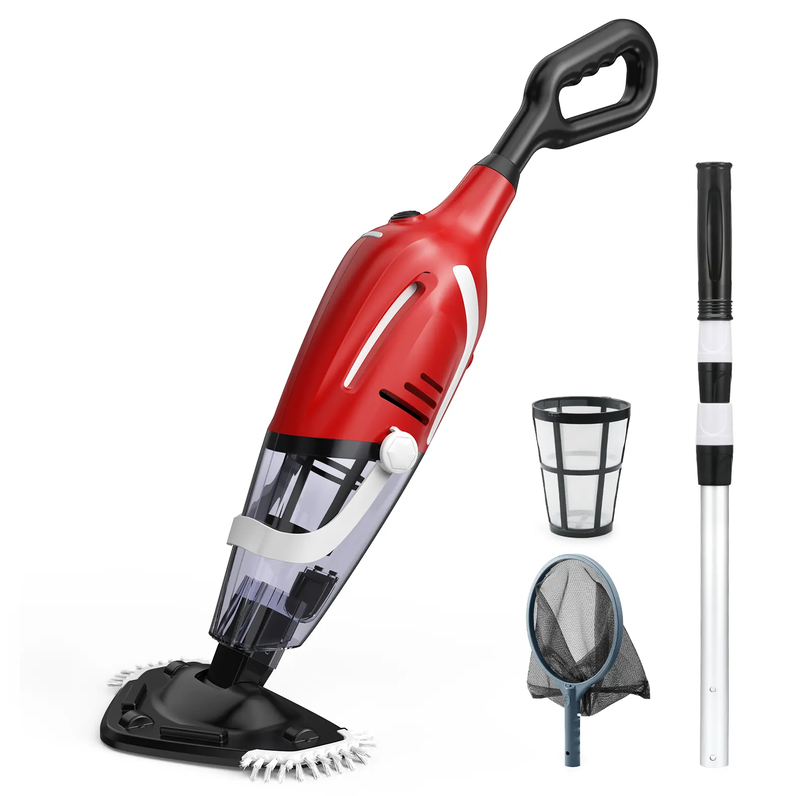 Enhulk PC40 Pool Vacuum for Above Ground Pools 2025 Upgraded with Telescopic Pole 18.5 Gal/Min Suction 80 Minutes Runtime Blue Anti-Clog Nozzles & Side Brushes Included