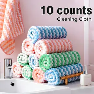 10 Counts Microfiber Cleaning Cloth, Super Soft Absorbent Dish Towels Rags Cloths for Washing Dishes and Kitchen Drying, Random Colors