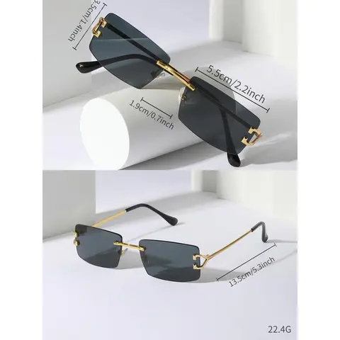 Women's Fashionable Frames Sunglasses - Unisex Square Rimless Rubber Design, One-Size Eyewear Fashion, Summer Travel Trendy Shades, Frameless Glasses Frames
