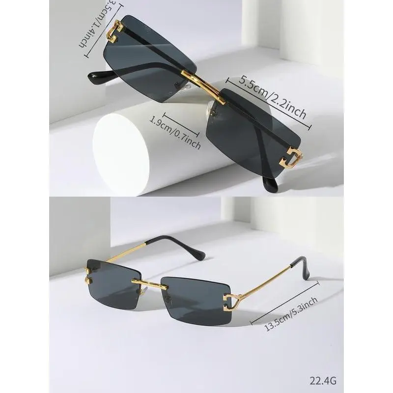 Summer Glasses, Square Rimless Summer Outfits Sunglasses for Women/Men, Elegant Summer Must Haves, Travel Essentials, Stylish Shades Fashion Eyewear