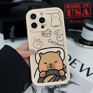 Case for iPhone 16 Pro Max 15 Plus 14 13 12 11 XR E XS Driving Capybara Anti-Scratch Shockproof Soft Silicone Protective Cover