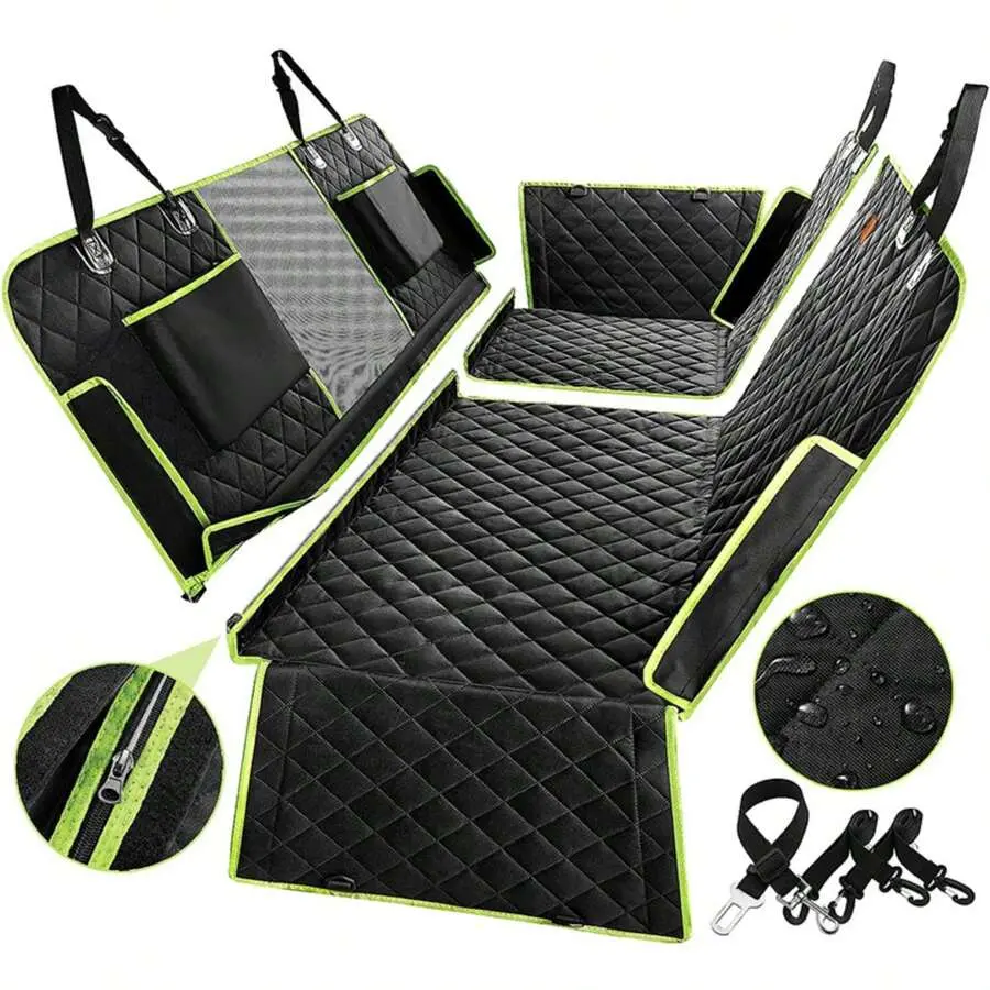 Upgraded 6-In-1 Dog Car Seat Cover For Back Seat, 100% Waterproof Dog Car Hammock, Nonslip Dog Seat Cover For Cars Trucks And SUVs, Backseat Cover Protector For Dogs With Mesh Window