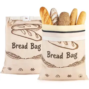 2-Pack Reusable Beeswax Zipper Bread Bags 16.5 x 13 inch, for Sourdough & Homemade Bread Food Storage