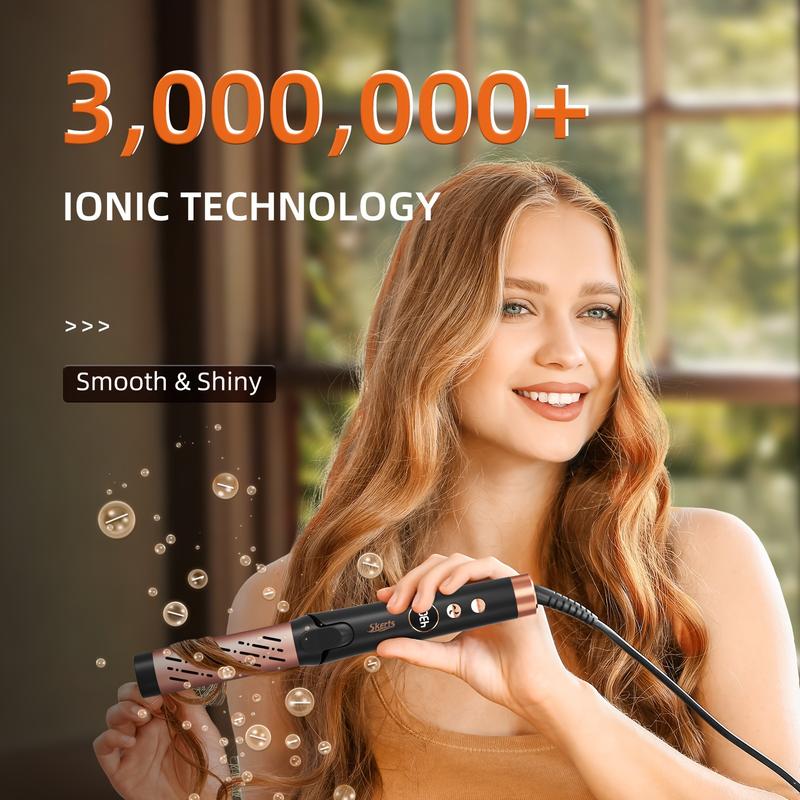 Airflow Styler Curling Iron - Ceramic Flat Iron Hair Straightener and Curler 2 in 1, Professional Curing Wand with 360° Ionic Cool Air, 5 Adjustable Temps & Dual Voltage for Long Short Hair