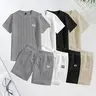 Men's 2-Piece Athleisure Tracksuit Set - Regular Fit, 100% Polyester, Textured Cool Look, Adjustable Drawstring Waist, Athleisure Style, Sporty Chic, Male Clothing, Gym & Casual Use
