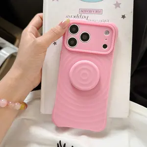 Jelly Color Ripple Full-Cover Semi-Transparent Shockproof Protective Silicone Case, Comfort Grip & Airbag Stand, 6 Colors for iPhone 17 Pro Max