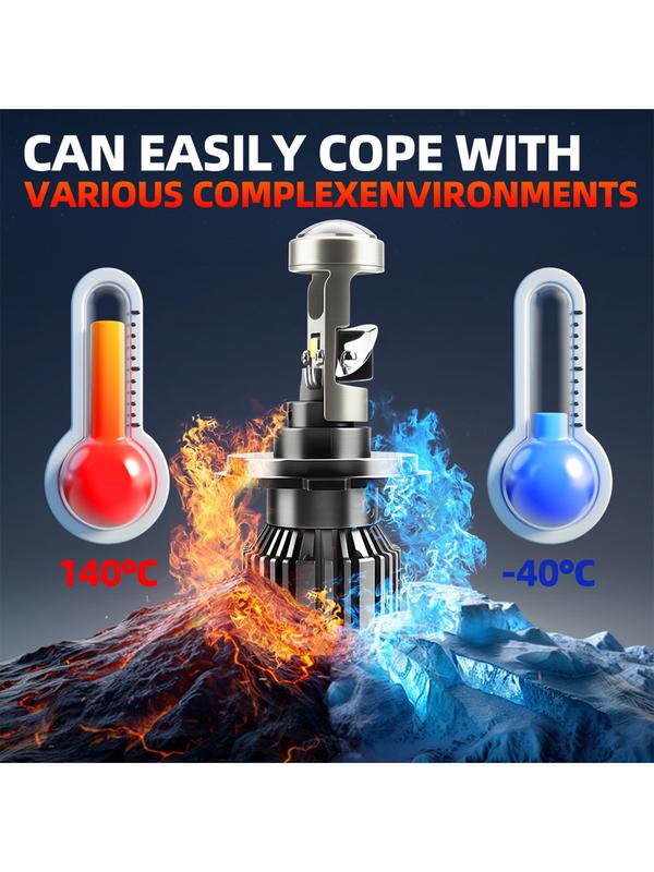 2 Pack H7 H4 H9/H11 9005/HB3 9006/HB4 LED Car Headlight Bulbs 12-24V No Canbus Error High and Low Beam Automotive Lens with Aviation Aluminum Heat Dissipation Fan Plug and Play for Cars Trucks SUVs Truck Lighting Solution Modern Headlight Upgrade