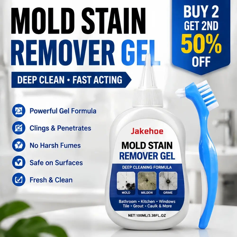 Miracle Mold Remover Gel + Scrub Brush, Powerful Cleaner, Lemon-Scented Household Cleaning Products - Bathroom Cleaner for Shower Caulk, Tile, Washer Seals, Mirror Finish Dirt Removal