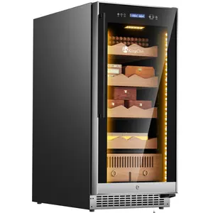 KingChii 265L Electric Cigar Humidor Temperature & Humidity Control,with Spanish Cedar Wood Shelves & Drawer Hygrometer Father's Day Gifts For Men (1500 Capacity)