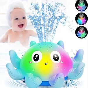 Large Automatic Sensing Water Squirt Octopus Toy with Lights, Bath Bubble Maker, Unisex Sensory Bath Toy for Kids Aged 3+, Baby Glow Shower Toy Gift