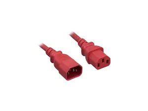 Nippon Labs 18 AWG Power Extension Cable, IEC320 C13/C14, 18AWG, SJT, 10A, 250V, Red, 6 ft. Power Cord