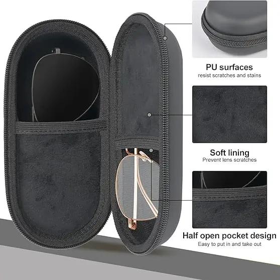 Dual Eyeglasses & Sunglasses Storage Case, Unisex 2-Pair Compact Secure Organizer with Clip, Zipper Closure, Travel-Friendly Eyewear Accessories