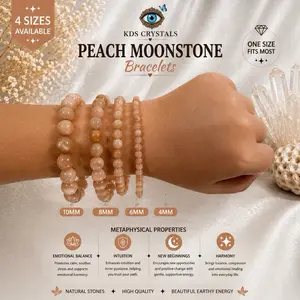 Peach Moonstone Bracelet, Genuine Peach Moonstone Beaded Bracelet, 4mm 6mm 8mm 10mm Crystal Bracelet, Moonstone Jewelry