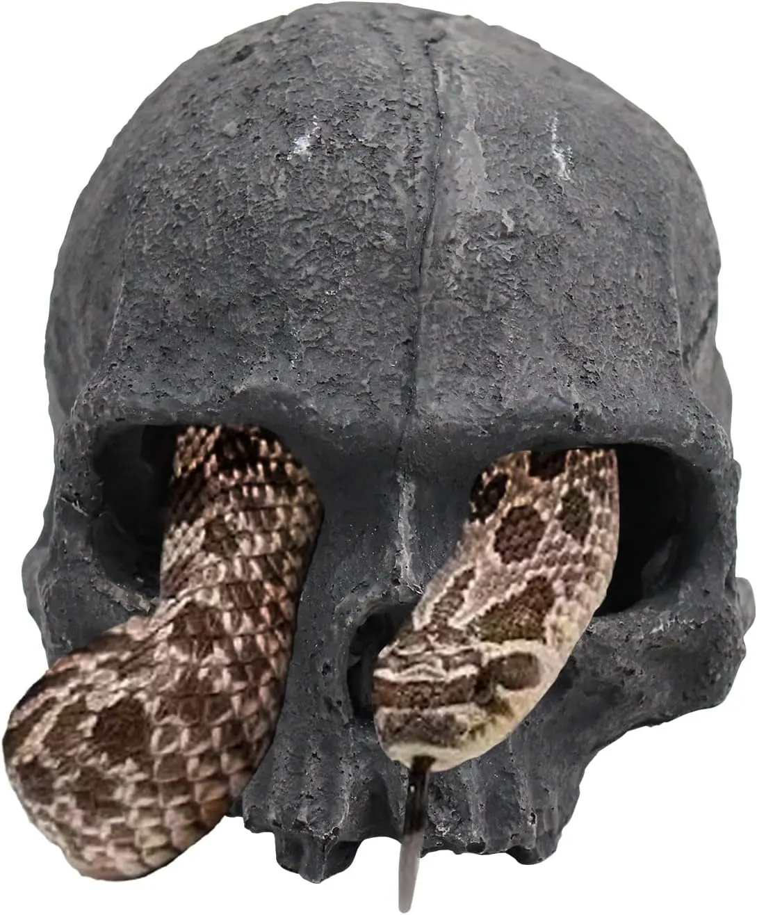 Skull Sculpture, Black, Reptile Hideout for Fish, Bearded Dragon, Ball Python, Leopard Gecko, 4.7 x 3.5 x 3.7 Inch