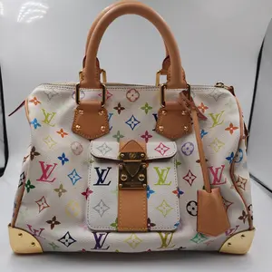 Pre-owned Louis Vuitton canvas Shoulder Bags Speedy 30 Monogram white Multicolore by Takashi Murakami 【BF 12Z】XP02078