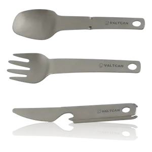 Valtcan Titanium Compact 3 Piece Utensil Fork Spoon Knife Ultralight Carry System 39g