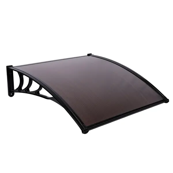 Modern Door & Window Awning, 40" x 40" Sun Resistant Polycarbonate Canopy with ABS Brackets, All-Weather Sunshade for Patios, UV, Rain & Snow Protection, Brown & Black, All Weather Canopy, Protective Canopy
