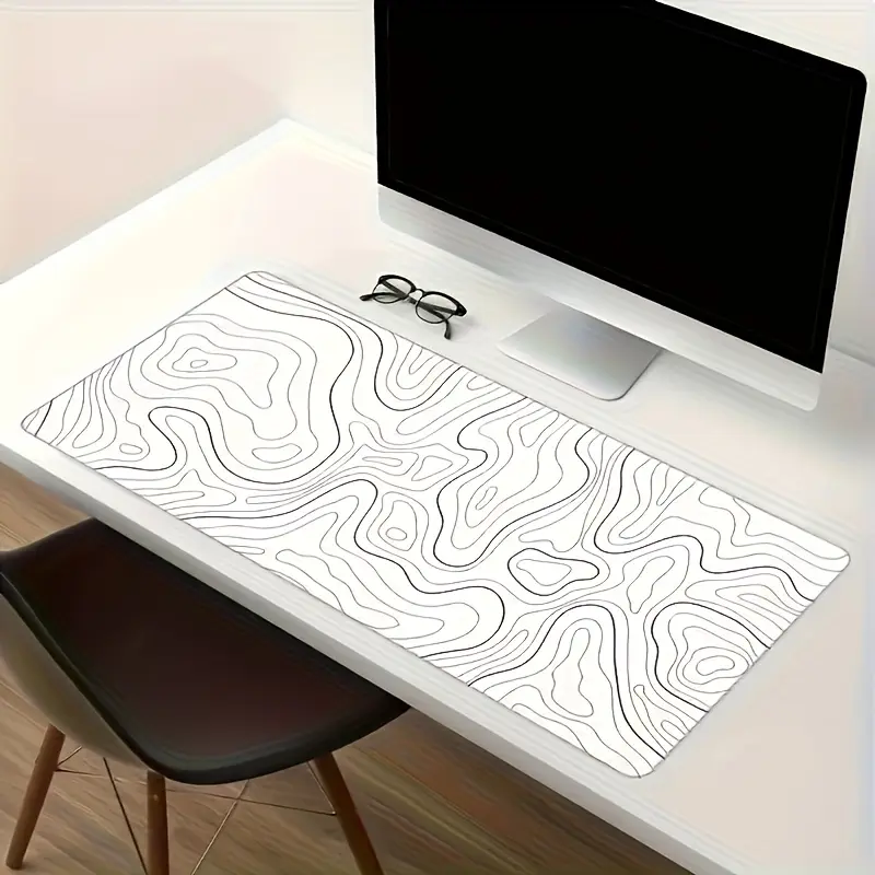 Geometric Design Thick-Surface Non-Slip Mouse Pad - Black/Red/Orange Office Desk Mat with Rubber Base, PC-Compatible for Computers, Laptops, Tablets, Ideal for Tech-Savvy Professionals
