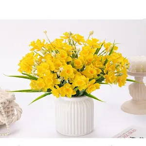 5PCS Artificial Daffodil Bouquet Fake Flowers Office Potted Plant Decoration Plastic Simulation Flowers