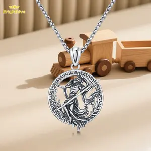 Brighthive Athena Necklace for Women Men 925 Sterling Silver Jewelry Roman Mythology Goddess Warrior Minerva Greek Pendant Gifts for Him Birthday Anniversary Lover Female Male Gift Box