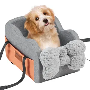 【fathersdaygift】VEVOR Console Dog Car Seat, Center Console Dog Booster Seat for Small Dog, Pet Car Seat for Car Armrest with Clip-On Leash, Adjustable Straps, Supports up to 8lbs, Dark Gray
