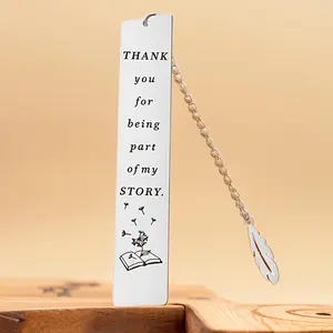Bookmark, 1 Count Thank You Gift Bookmark, Stainless Steel Bookmark with Chain, Book Accessories for Teacher Student Librarian