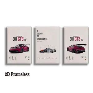 3-Piece Set, Racing Poster Wall Art, Canvas, 911 GT3 RS Turbo Carrera Poster, Wall Decoration, Canvas Art, Perfect for Boys' Rooms, Men's Lounges, Garages, and Bedrooms, 2D Flat Unframed Canvas Poster