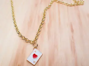 Playing Cards Charm Costume Jewelry Necklace, Fashion Accessory for Women