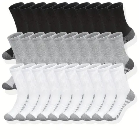 Men's Patchwork Crew Socks, Casual Comfortable Breathable and Soft Socks for Daily Wear, Multipack Knit Socks for All Seasons, Breathable Fabric Socks, Socks Pairs, Breathable Comfy Socks