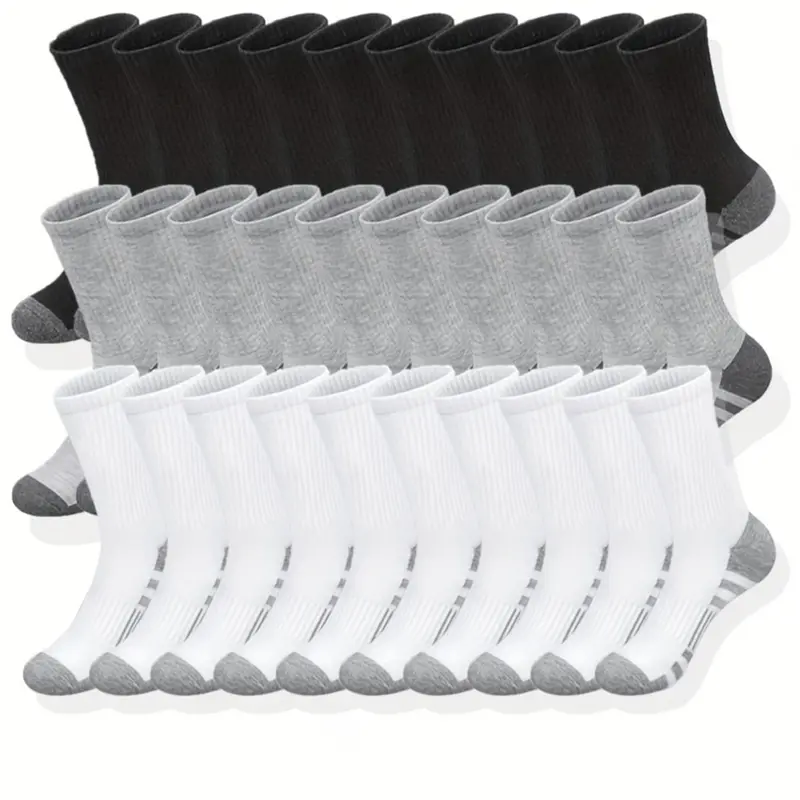 Men's Patchwork Crew Socks, Casual Comfortable Breathable and Soft Socks for Daily Wear, Multipack Knit Socks for All Seasons, Breathable Fabric Socks, Socks Pairs, Breathable Comfy Socks