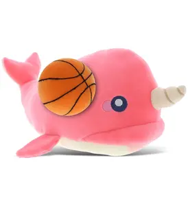 PLUSH BASKETBALL - BABY SOFT PLUSH - PINK NARWHAL