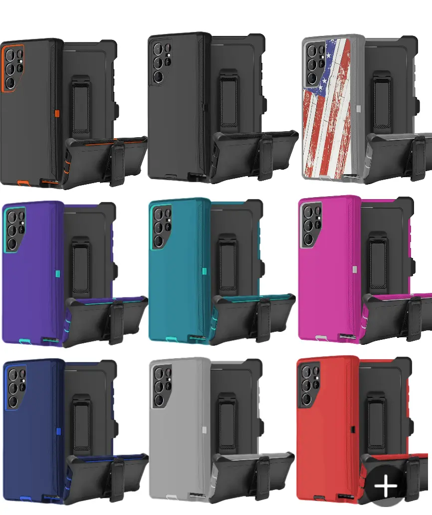 Rugged Defender Case For Samsung Galaxy S24/S24 Plus/S24 Ultra Shockproof Heavyduty Protection Case With Belt Clip