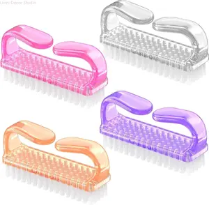 4PCS Crystal Nail Cleaning Brush Set – Soft Grip Hand & Nail Scrub Brushes for Manicure, Pedicure, Acrylic Nails & Deep Cleaning