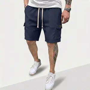Men's Waffle Texture Polyester Cargo Shorts with Multi Pockets, Lightweight Breathable Quick Dry Utility Work Shorts, Casual Hiking & Outdoor Summer Bottoms for Streetwear & Daily Use