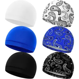 6 Count Men Cooling Skull Cap Helmet Liner Sweat Wicking Beanie Head Wrap Bicycle Cycling Running Hat