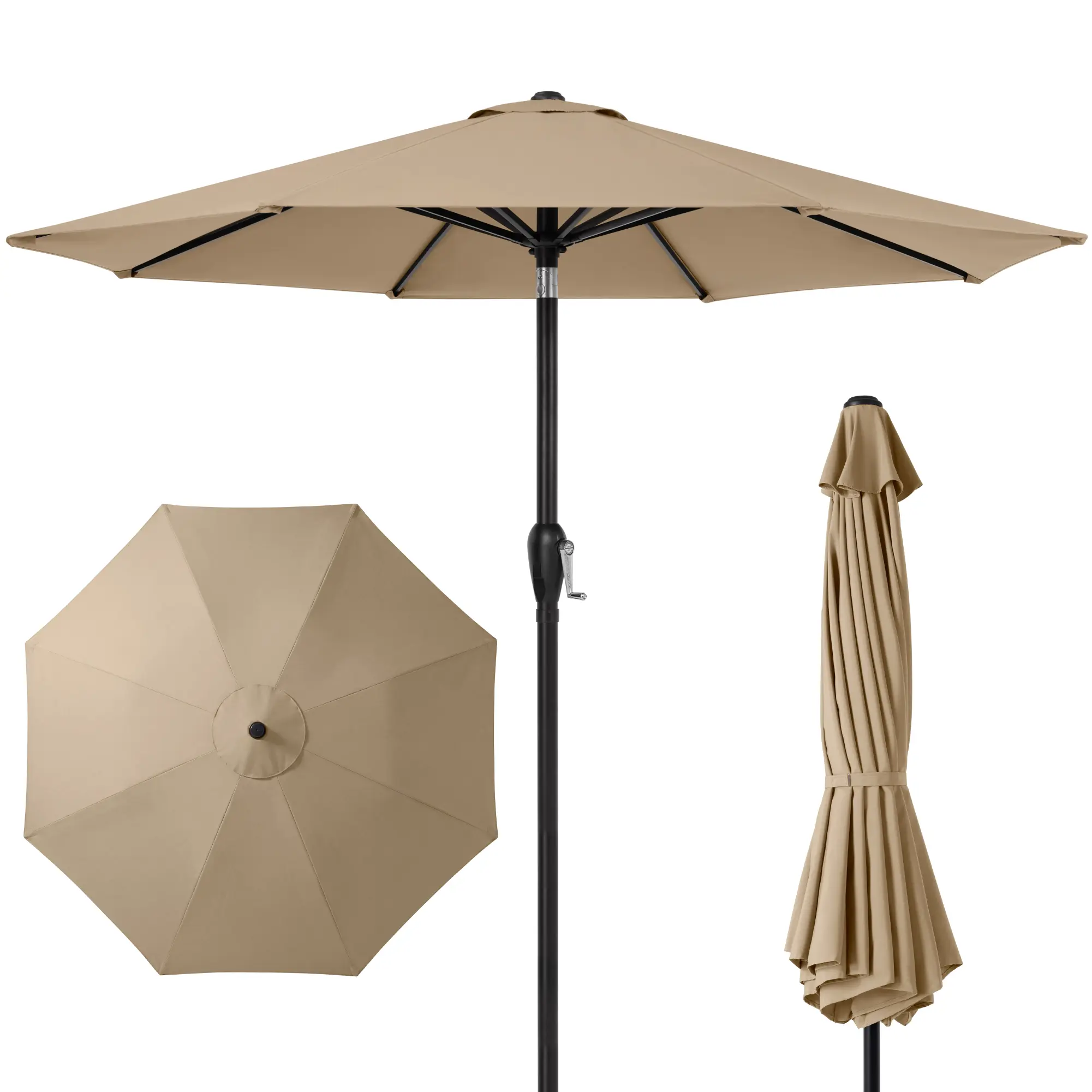 Newport Outdoor 9ft Commercial Grade Patio Umbrella, 5-Year No Fade, Rustproof Aluminum Frame, Tilt & Crank