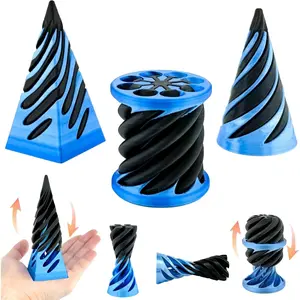 001-XLL 3 Packs Impossible Cone,Spiral Cone Fidget Toy Impossible Pyramid Passthrough Toy,3D Printed Spiral Cone Fidget Toy,Mini Vortex Thread Illusion Desktop Deco Souvenir Gift for Anxiety Relaxing