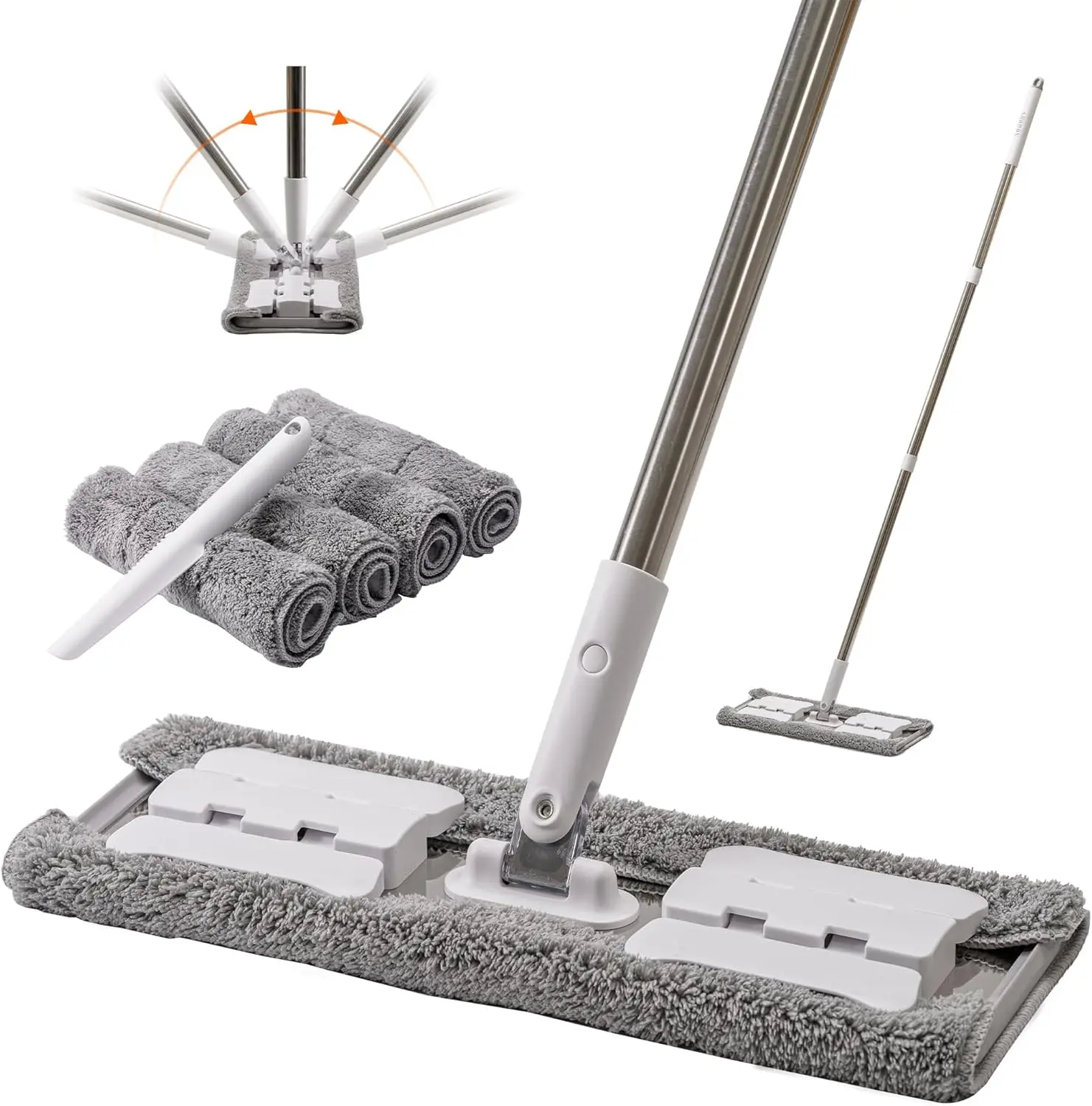 Premium 360° Microfiber Wet Floor Mop with 4 Reusable Heavy Duty Pads, Adjustable Stainless Steel Handle for Hardwood Tile Laminate Vinyl Floor Cleaning