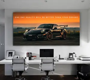 Motivational Quote Porsche Wall Art For Office Decor, Entrepreneur Gift Inspirational Poster, Successful Mindset Art Print Unframed